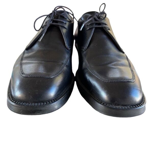 Santoni Italian Black Leather Lace Up Derby Dress Shoes Pointed Toes Men’s 9.5 main image 7